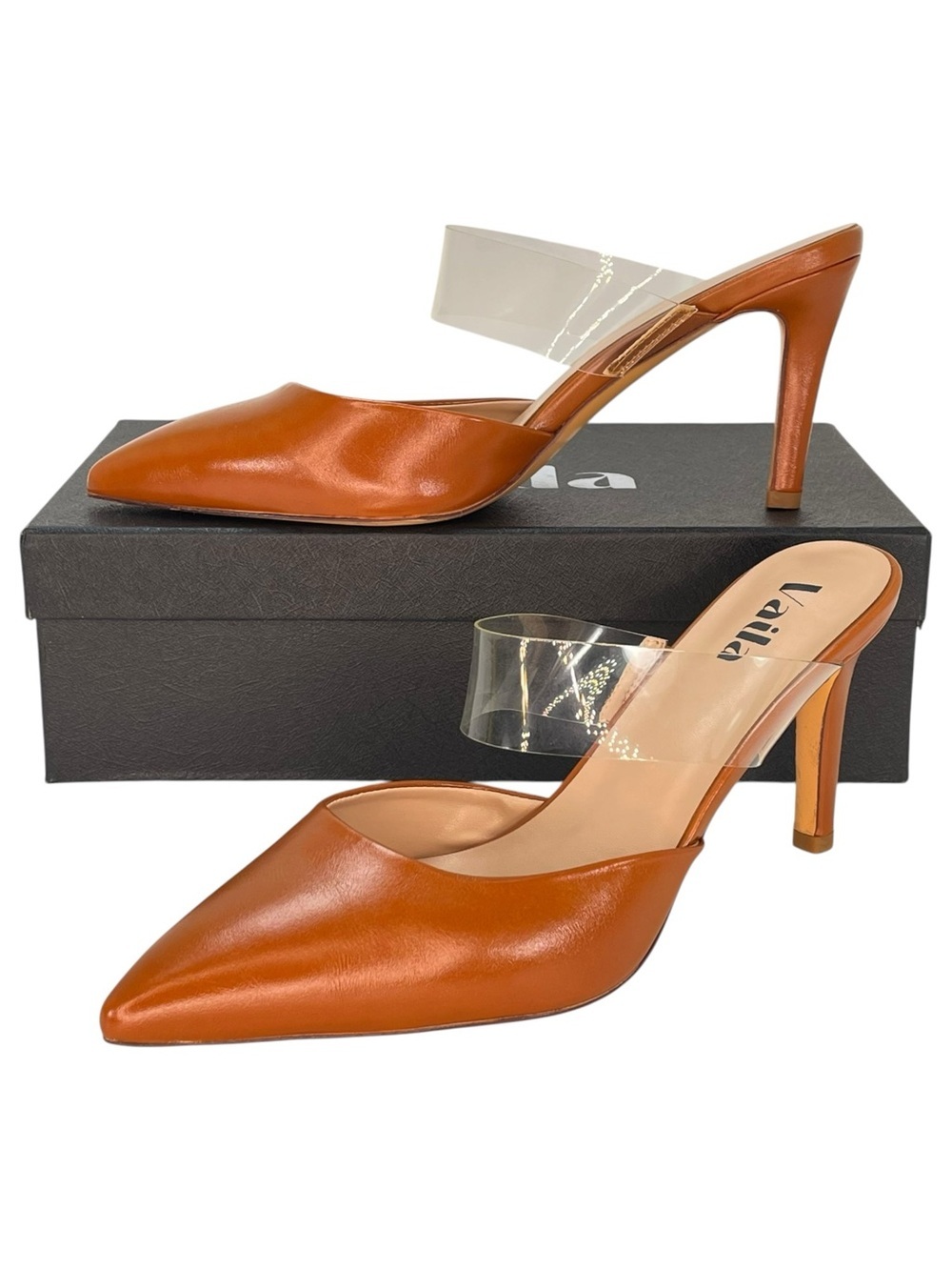 Vaila Valencia Tan Faux Leather Womens Heels Size 9M